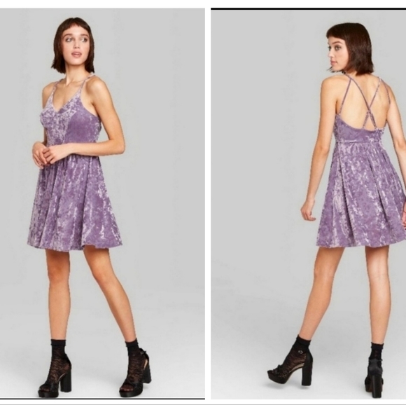Sleeveless Lavender Suede Velvet Flowy Mini Dress sz Medium - Picture 7 of 14